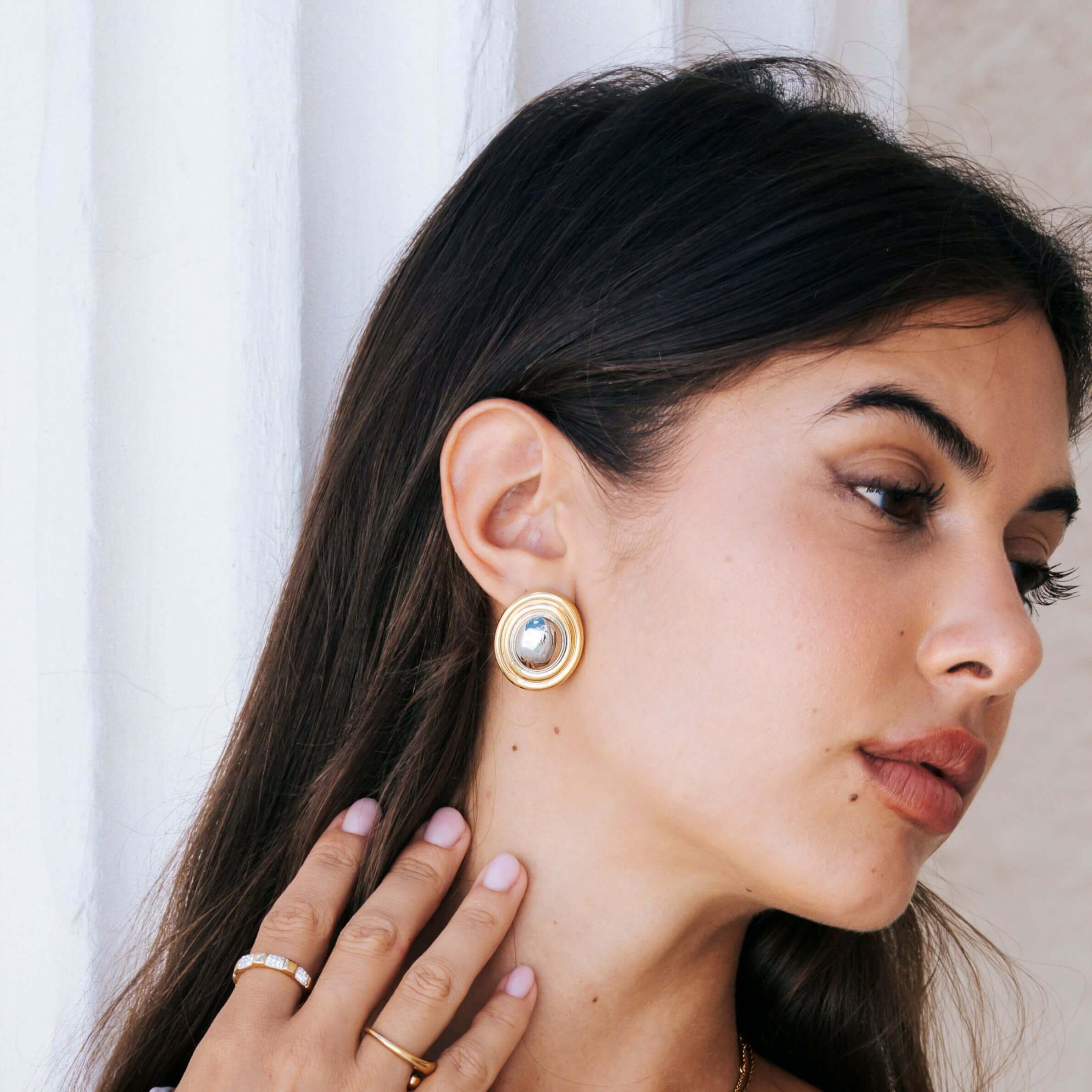 Pre-order: Vintage Button Studs - Two Tone
