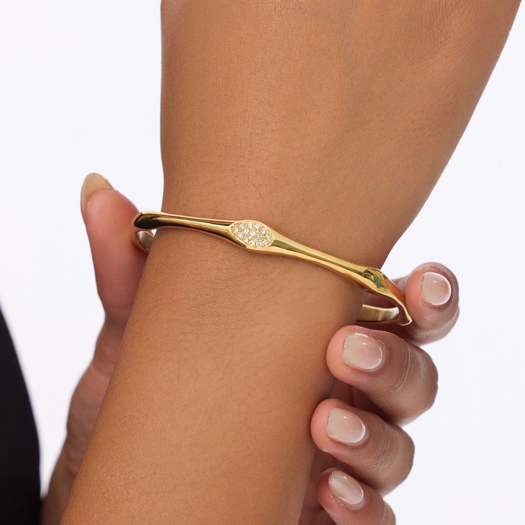 Mettle & Bloom | 14k PVD Gold Bambus-Schmelzarmreif Schmuck | Wasserfest