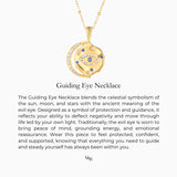 Guiding Eye Necklace story description printed on a white card. This is the card that comes enclosed with the necklace. It explains the story and symbolism of the necklace. 