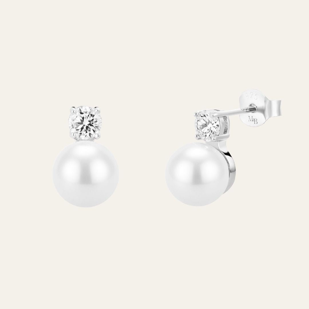 Louise Pearl Earrings Silver - Mettle & Bloom