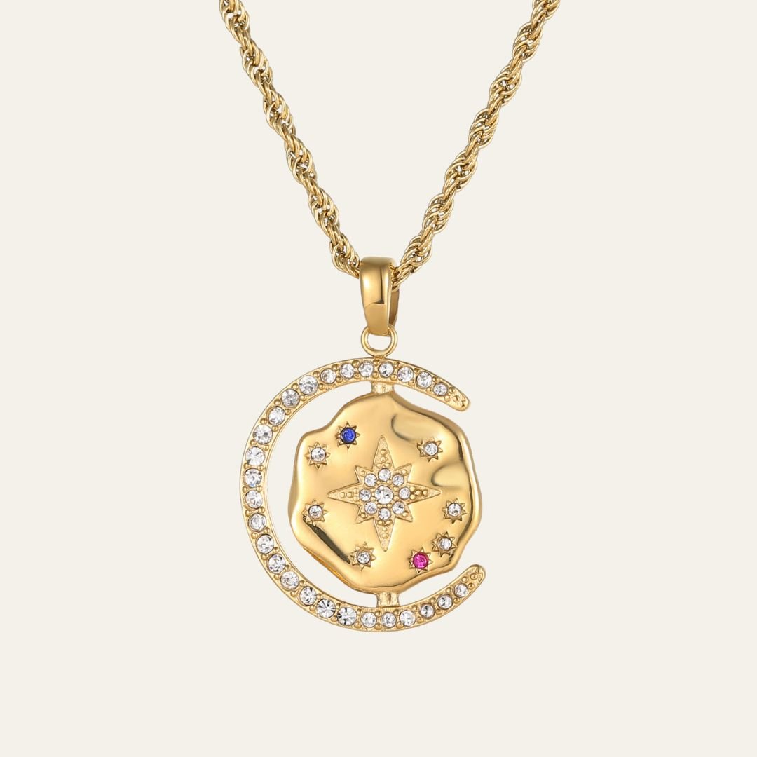 My Sun Moon & Stars Necklace Rope Chain - Gold 14k gold plated - water resistant - Mettle & Bloom