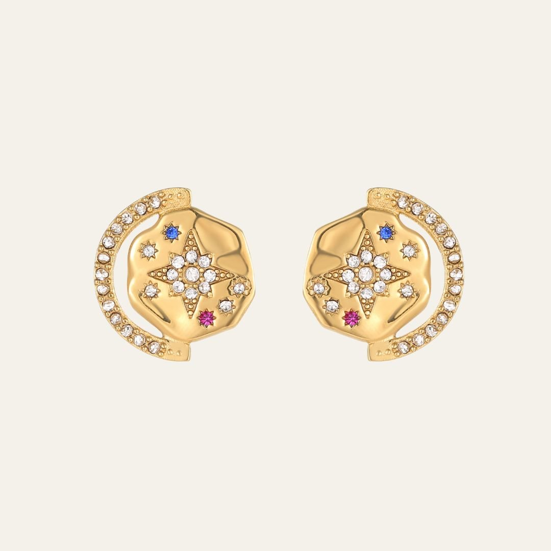 My Sun, Moon & Stars Studs Gold 14k gold plated - water resistant - Mettle & Bloom