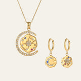 My Sun, Moon & Stars 2.0 necklace & earrings set -  gold