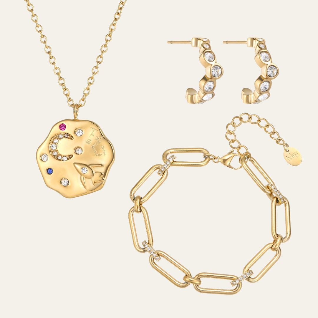 To The Moon & Back Necklace, Bracelet & Earring Set - Mettle & Bloom